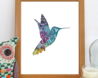 Hummingbird Print, Nursery Decor, Hummingbird Art, Printable Wall Art, Bird Decor, Instant Download