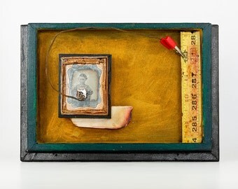 24 Pulses - Original Mixed Media Assemblage Art Piece with Daguerreotype and Found Objects. Signed.