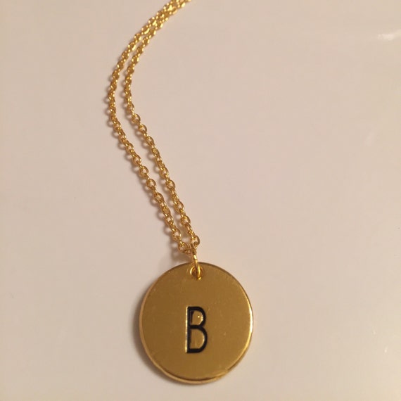 Round gold initial necklace Clearance
