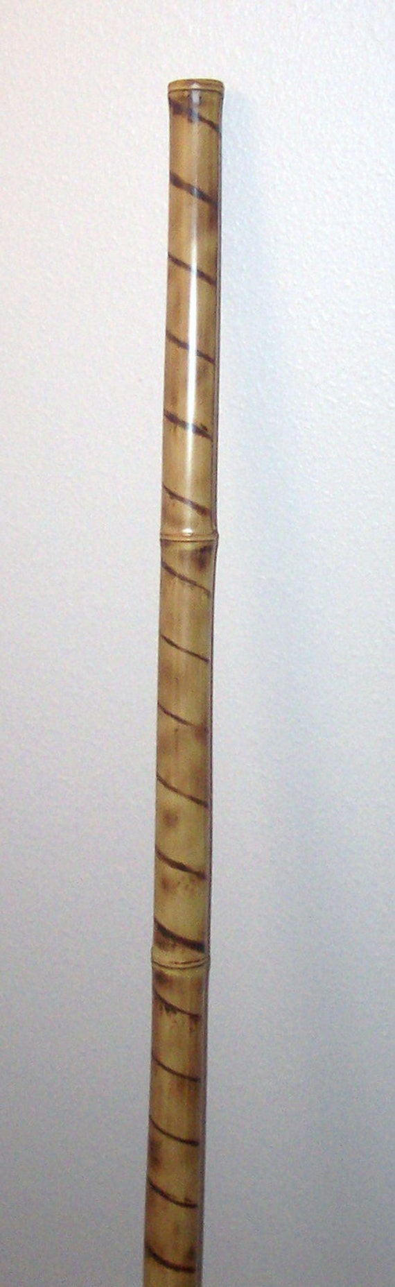 Bo Staff 59 Bamboo spiral burned pattern fire by BambooBoStaffs