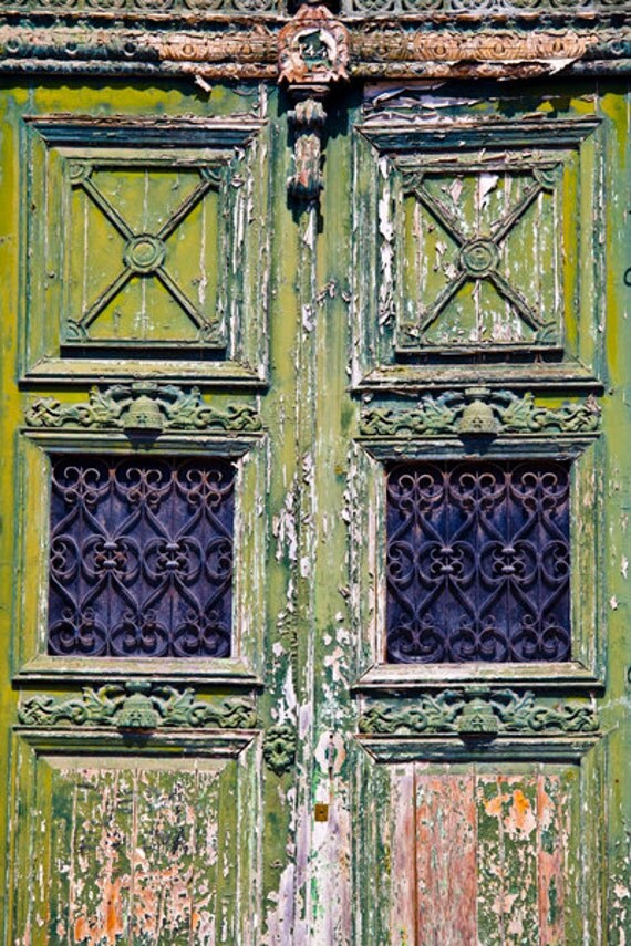 Items similar to Rustic Wall Decor. Apple Green Door in Lisbon Portugal