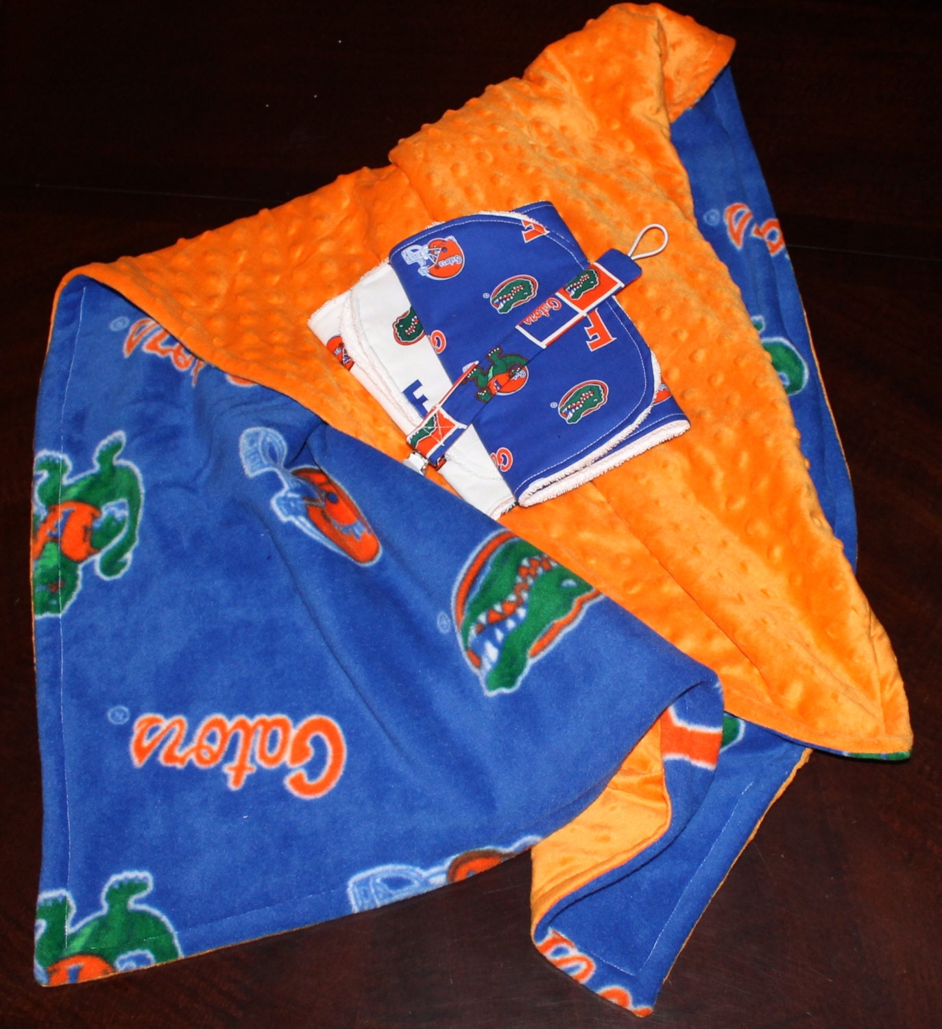 Florida Gators Baby Set-includes Minky/Fleece Blanket 2 Burp