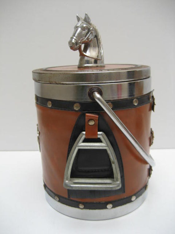 Horse Themed Vintage English 1970s Ice Bucket by BooksWorthOwning