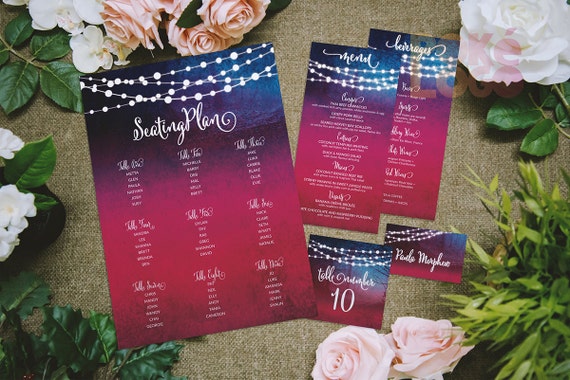 lights wedding Stationery Wedding PRINTABLE fairy  seating stationery wedding Fairy Custom  Lights