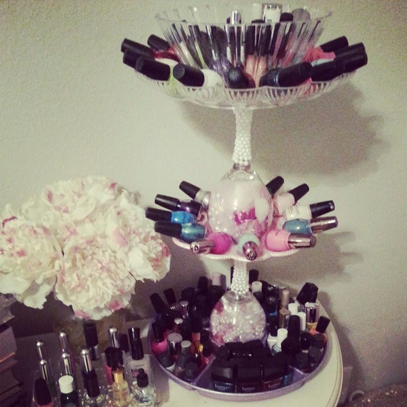 Items similar to Nail Polish Organizer Deluxe Four Tiered Spinning Polish Storage on Etsy