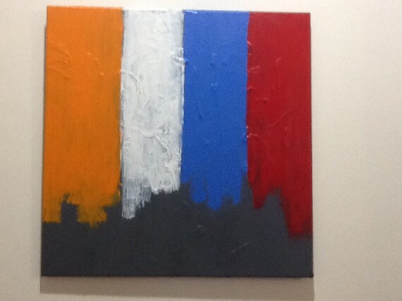 0347: broad stroke colour splash painting on canvas by ozsaks