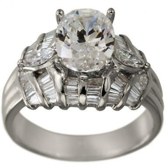 Oval Diamond Engagement Ring Setting With Baguette And Marquise ...