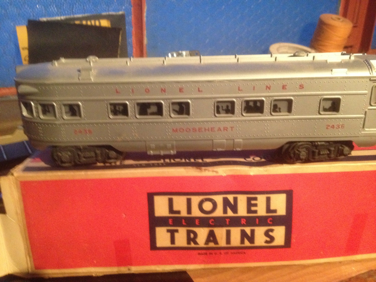 vintage lionel silver mooseheart train car with by oldschmold