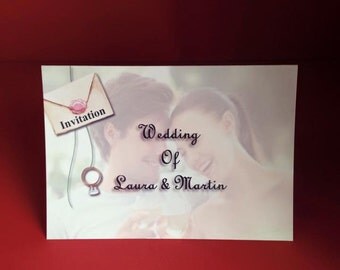 50 personalised wedding invitation with your own picture faded in the