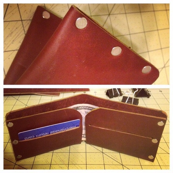 Leather rivet wallet by kaymadeleatherco on Etsy