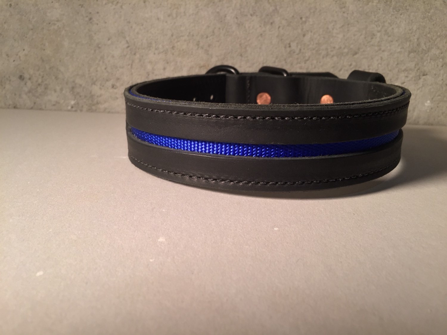 Thin Blue Line leather collar