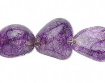 Purple Quartz Bead, Ice Flake Quartz, Purple nugget, 4 each, D617