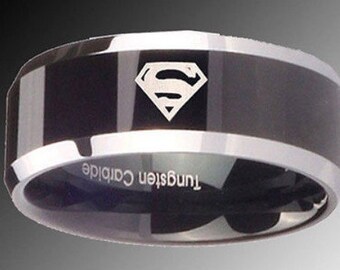 SUPERMAN!! His and Hers Tungsten ri ng set!! ...