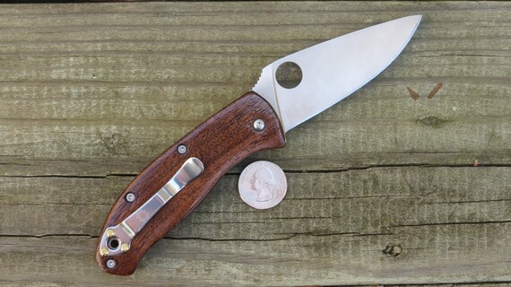 Wood Spyderco Tenacious Folding Pocket Knife by KnockWoodBlades