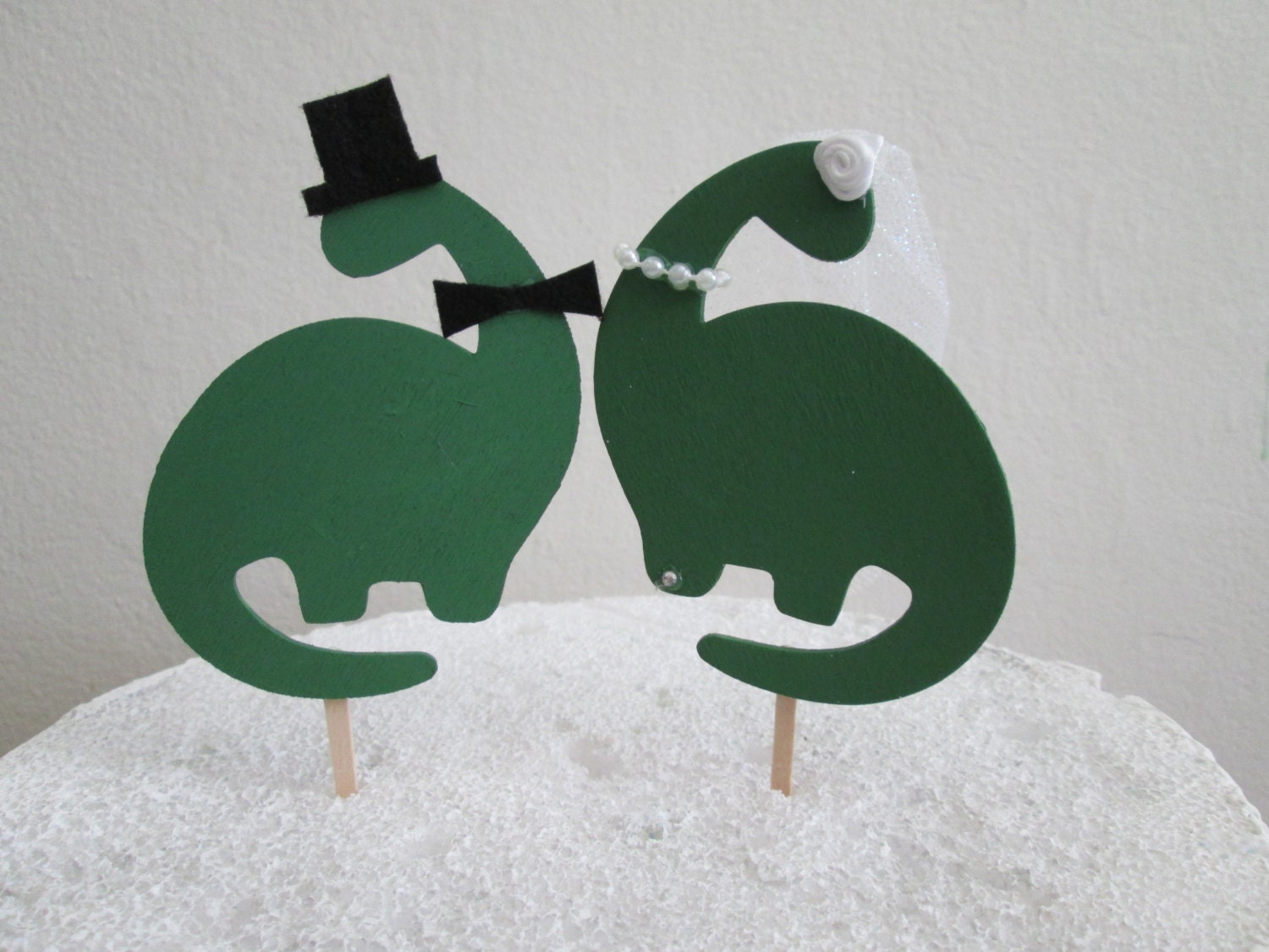 Dinosaur Wedding Cake Topper Dinosaur Bride and Groom One of a