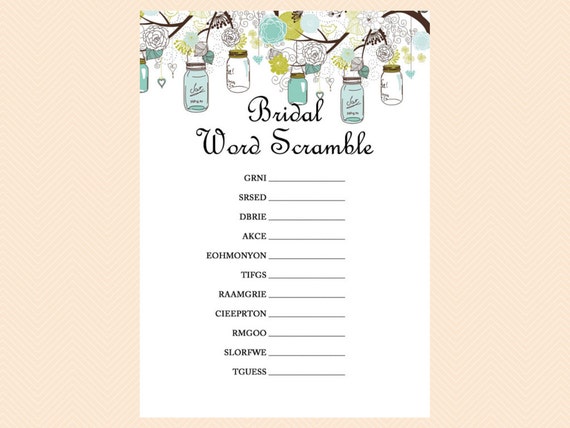 scramble bridal word scramble unscramble mason jars bridal
