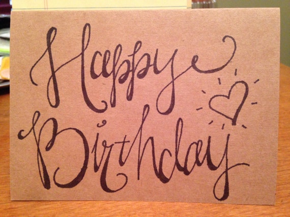 Items similar to Happy Birthday (faux calligraphy) on Etsy