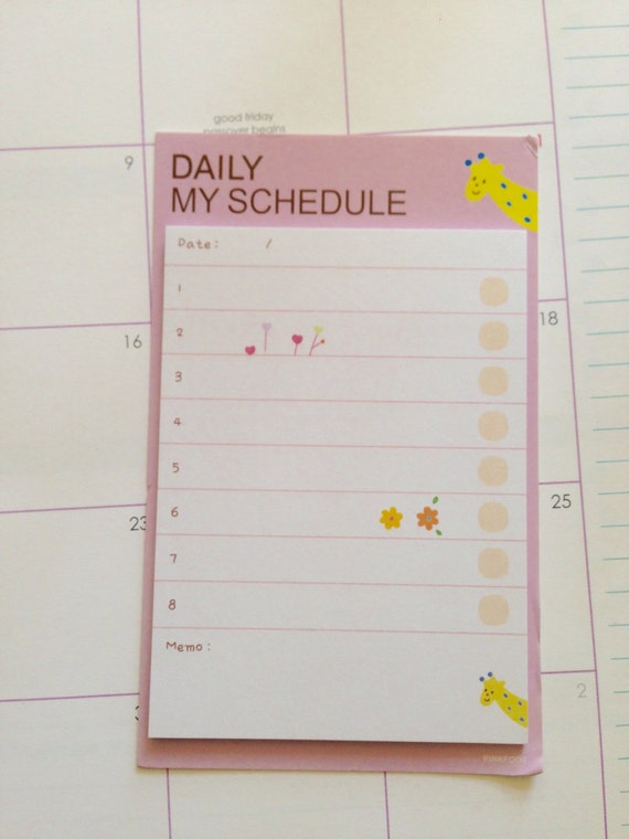 Weekly Schedule Sticky Notes by alohadoodle on Etsy