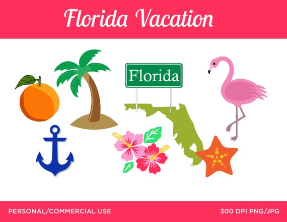 Florida Vacation Digital Clip Art Graphics for by ClipArtCutie