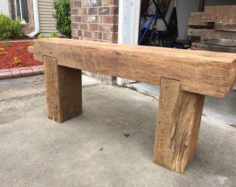 Items Similar To BIG - Beautiful Hand Hewn Barn Beam Mantle | Reclaimed ...