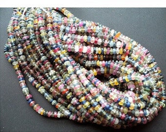 Multi Sapphire Faceted Rondelles/ Sapphire Beads/ Rondelle Beads/ 3mm To 3.5mm Beads/ 15 Inch Strand