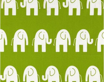 1/2 Yard Green Elephant Fabric - Premier Prints Green and White Elephant Fabric HALF YARD
