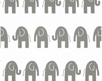 1 Yard White and Gray Elephant Fabric - Premier Prints Storm and White Twill Elephant Fabric ONE YARD