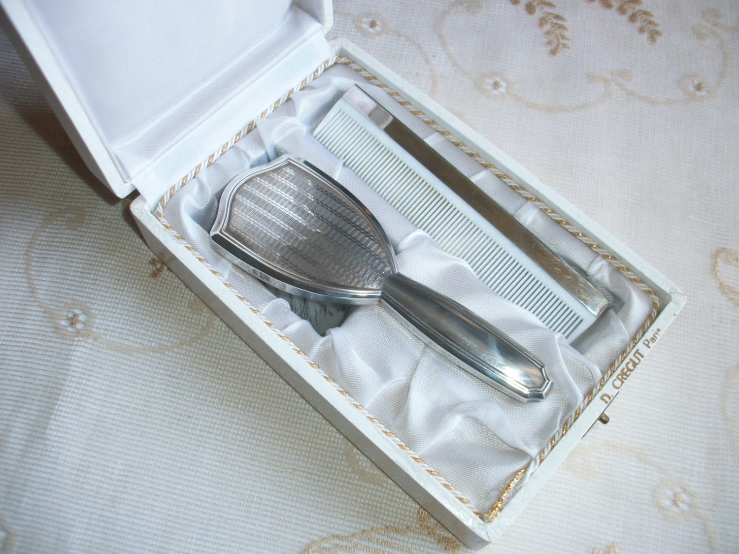 Baby Vintage Brush and Comb set Paris France Shower Baptism Gift