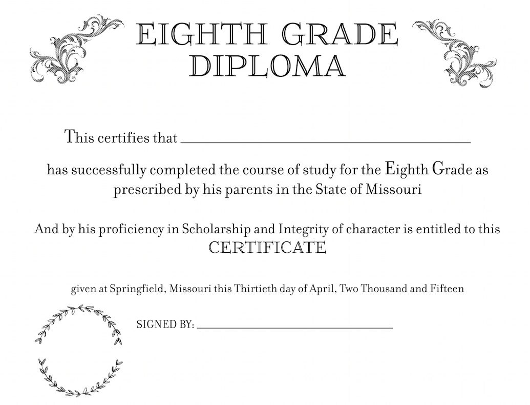 Homeschool Printable Graduation Diploma Personalized and