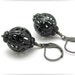 Black Earrings, Vintage Black Beads, Black Filigree Earrings, Neo Victorian Earrings, Black Enamel Lantern, Dangle Earrings, Hawaii Beads