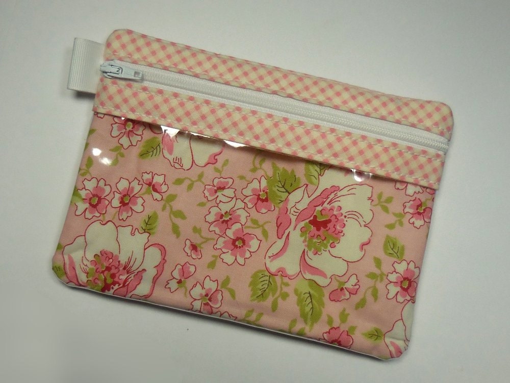 Floral Zipper Pouch Vinyl Pouch Vinyl Zipper Pouch by UrbanFool