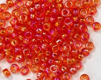 15/0 Transparent Chinese Red AB Japanese Seed Bead (20 gm) #JKO015