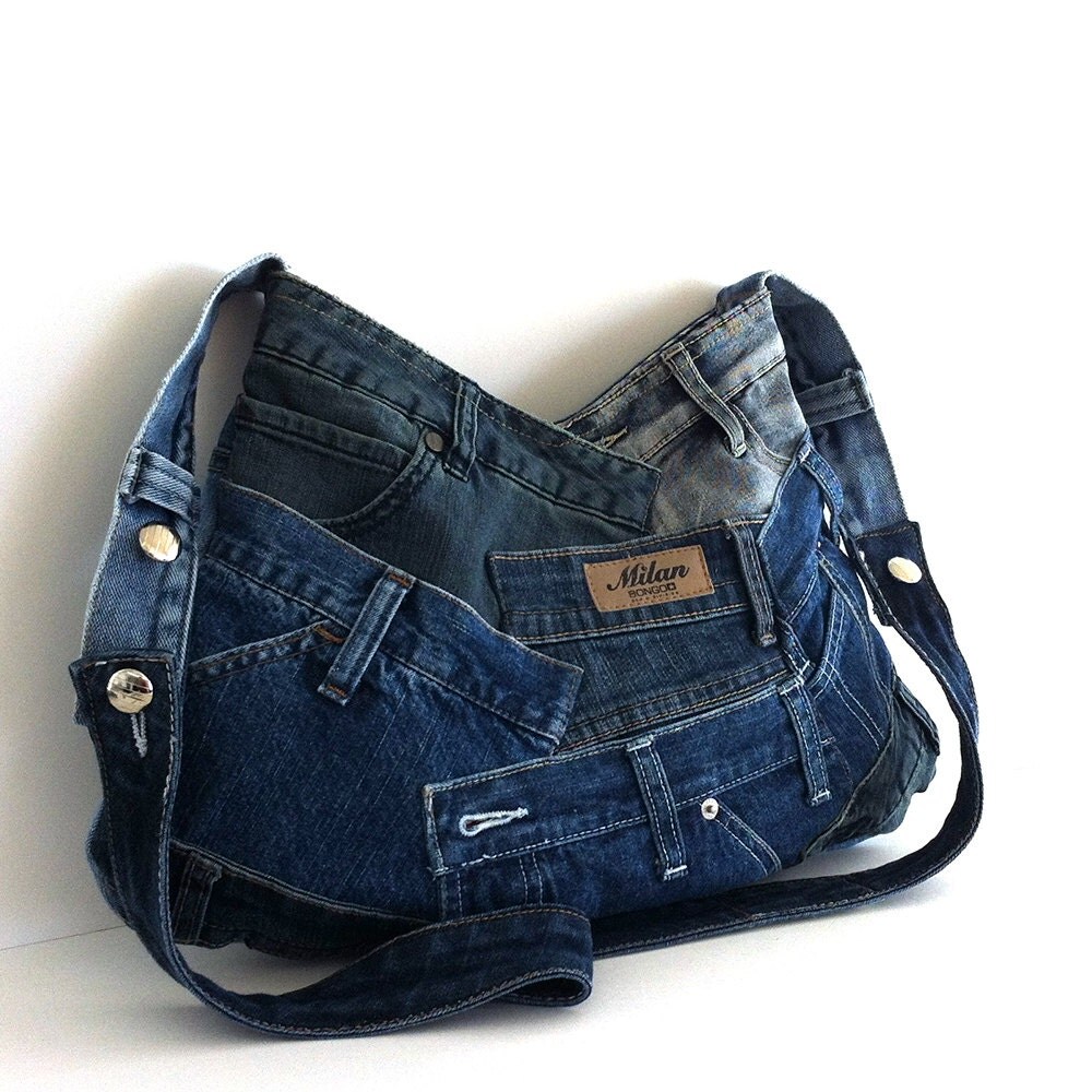 Crossbody purse recycled denim bag upcycled jean cross