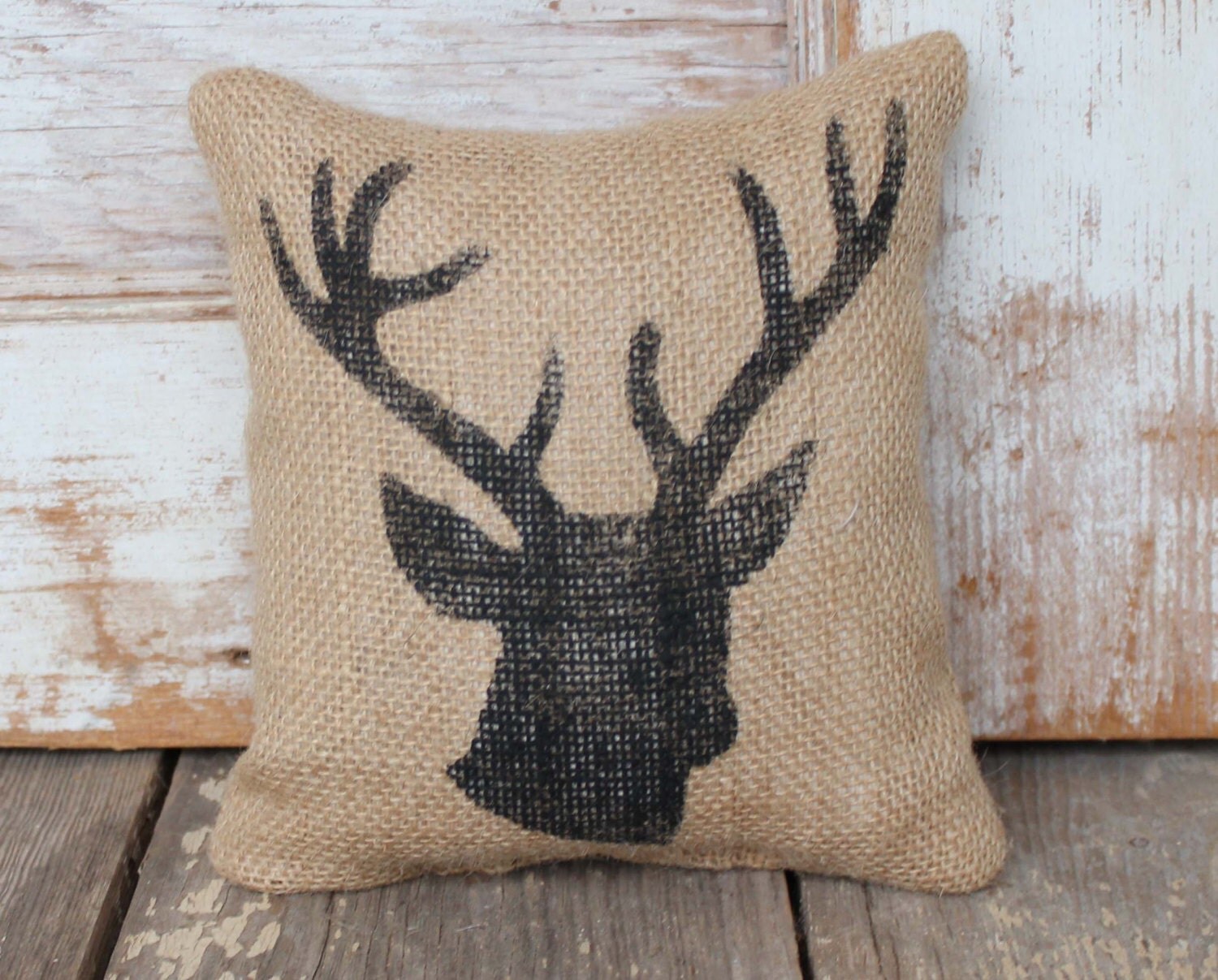 woodland deer burlap feed sack doorstop deer head stag woodland deer burlap feed sack doorstop deer head stag