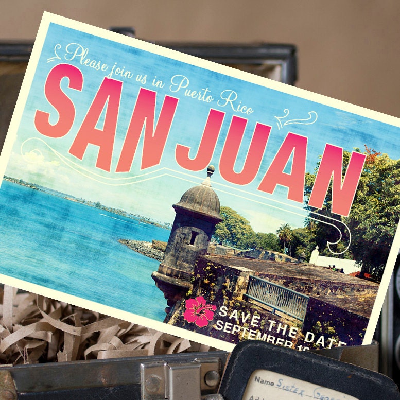 Vintage Postcard Save the Date San Juan Puerto Rico