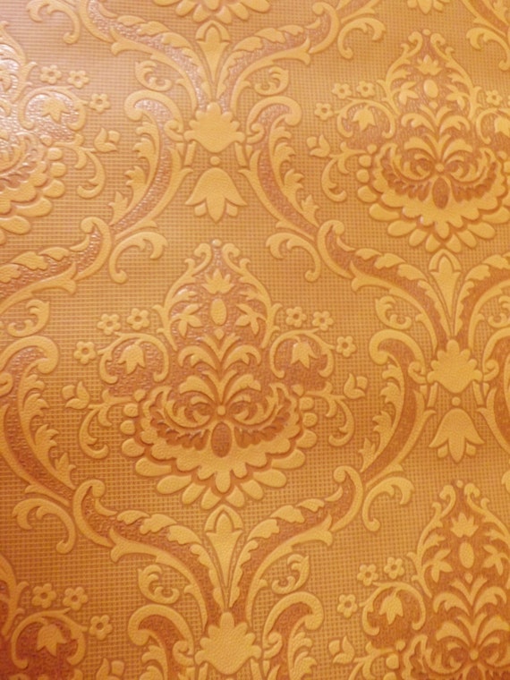 Orange damask embossed wallpaper barococo lava by mumxie on Etsy