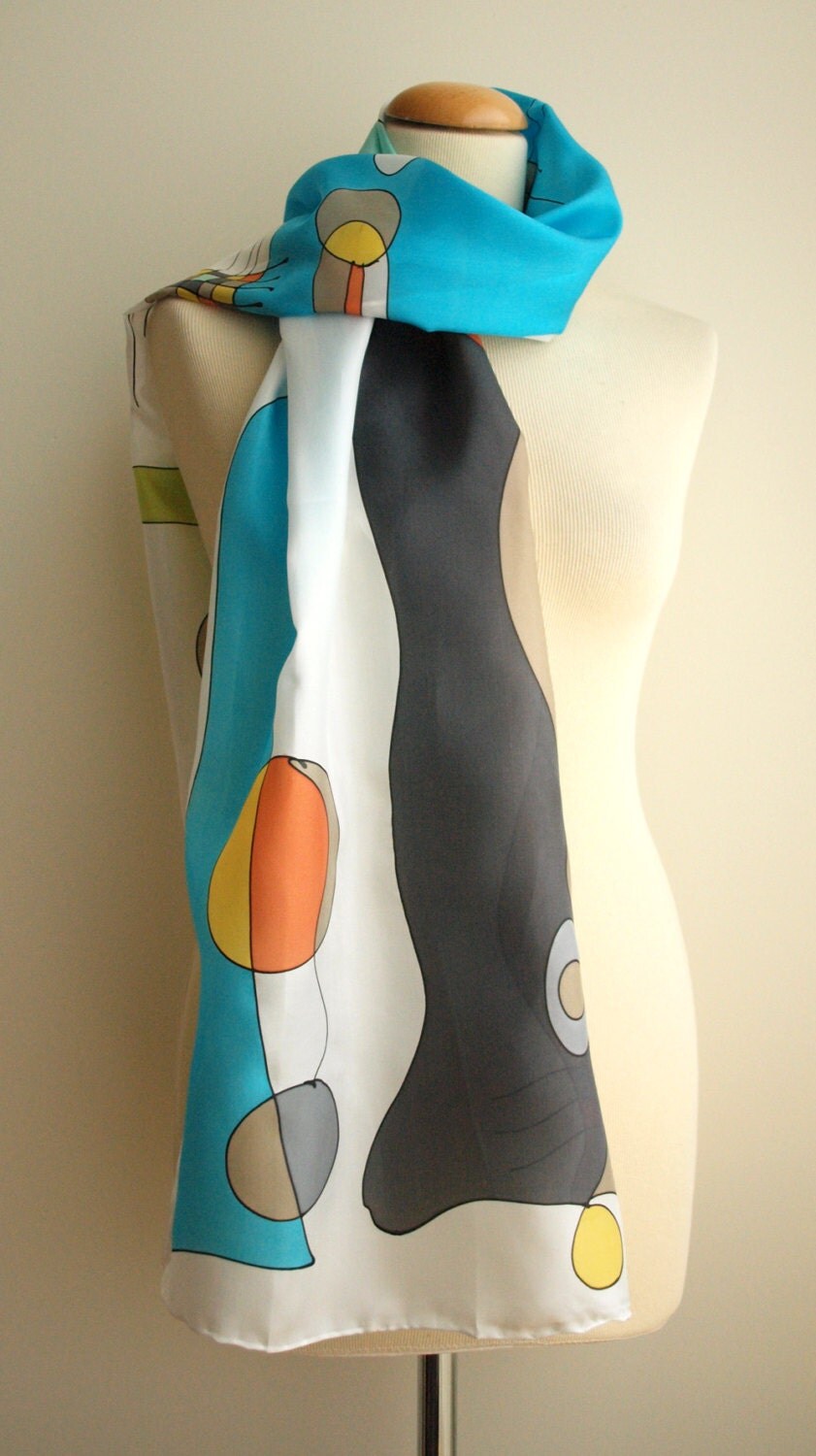 FREESHIPPING Hand Painted Scarf.Hand Painted Silk