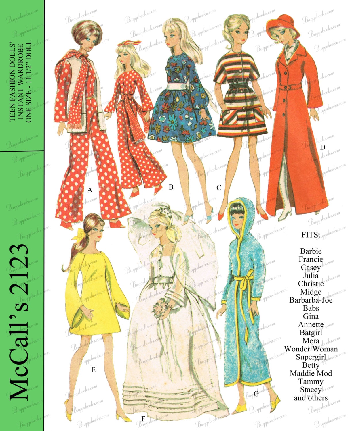 Vintage Barbie and 11 1/2 inch doll clothes sewing pattern