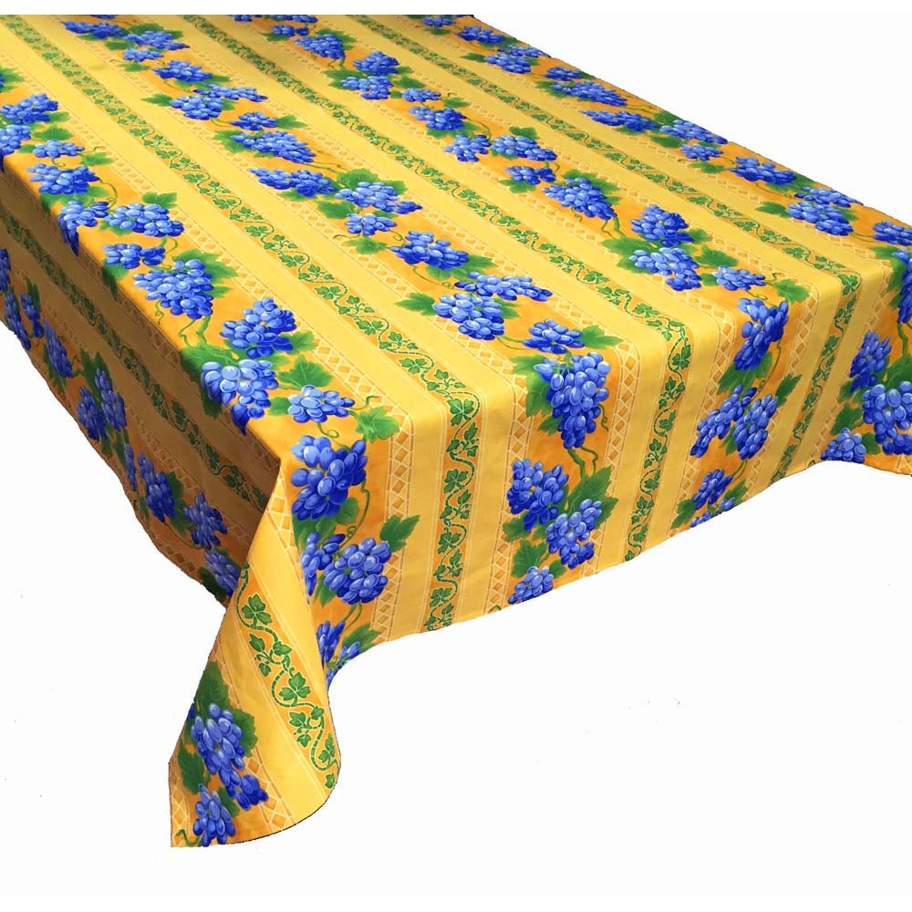Grapes on Yellow Tablecloth and Napkins Yellow Tablecloth