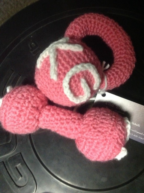 Items similar to Fitness baby rattle kettlebell and dumbell set, pink