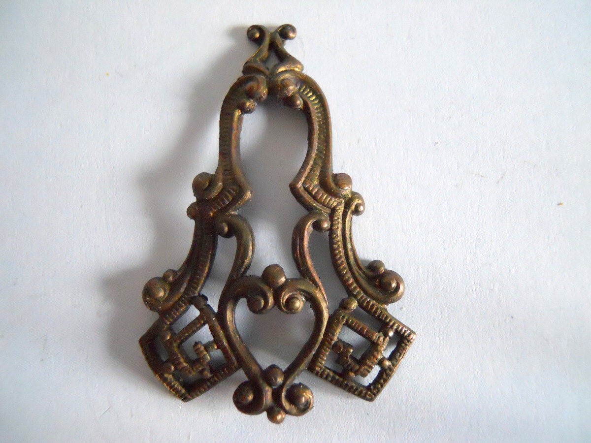 Antique Oxidized Brass Victorian Stamping
