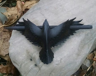 Raven Leather hair barrette/Original handmade/Raven/Crow/Birders/Hair accessories/Nordic/Celtic/Steam punk/Gothic/Hair barrette