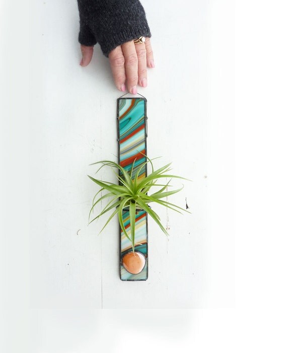 Stained Glass Air Plant Holder Tall psychedelic by glassetc