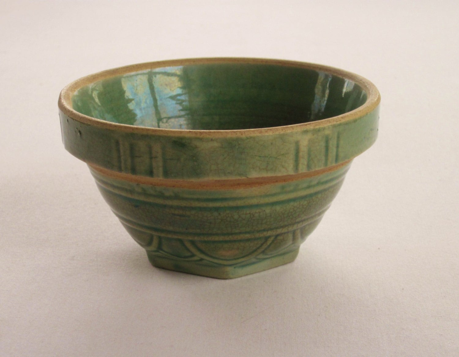 McCoy Green Yellow Ware 5 inch Stoneware Bowl Antique Rare Etsy