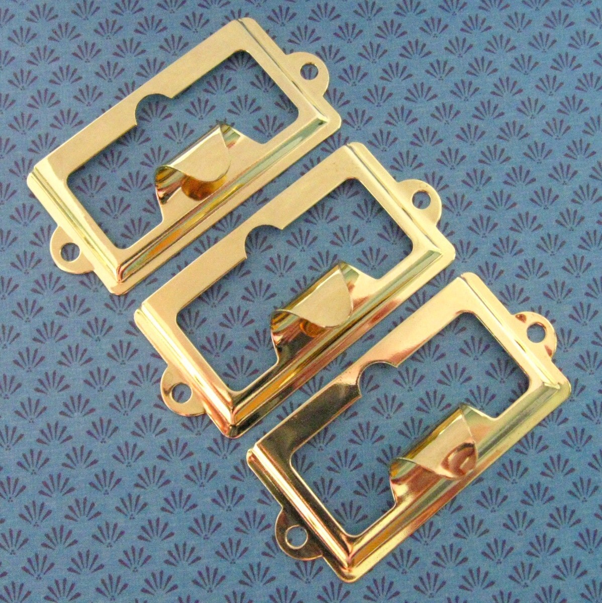 Brass Label Holder / Card Holders Set of 5 Bright Brass Finish