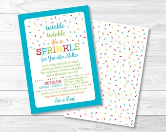 Rainbow Baby Sprinkle Invitation / Blue Baby Sprinkle / Twinkle Twinkle Sprinkle / Rainbow Sprinkles / Baby Boy Sprinkle / PRINTABLE A110