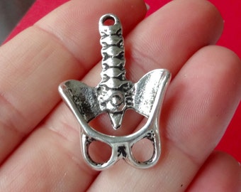 2 Human Anatomical Spine Pelvis Charms 34x23mm