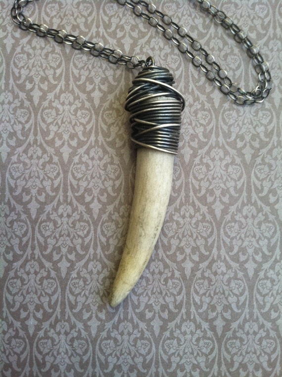 Real Deer Antler Necklace Sterling Silver by daniellerosebean