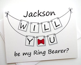 Will You Be My Ring Bearer Card - Personalized Pennant Design