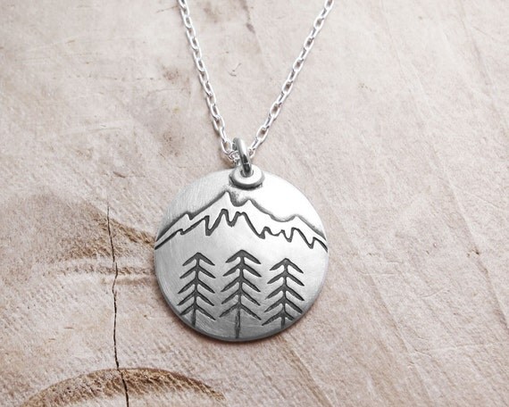 Mountain necklace silver mountain jewelry forest by lulubugjewelry